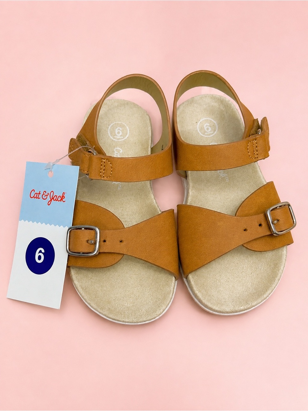 Cat & Jack Tan Girls' Buckle Sandals